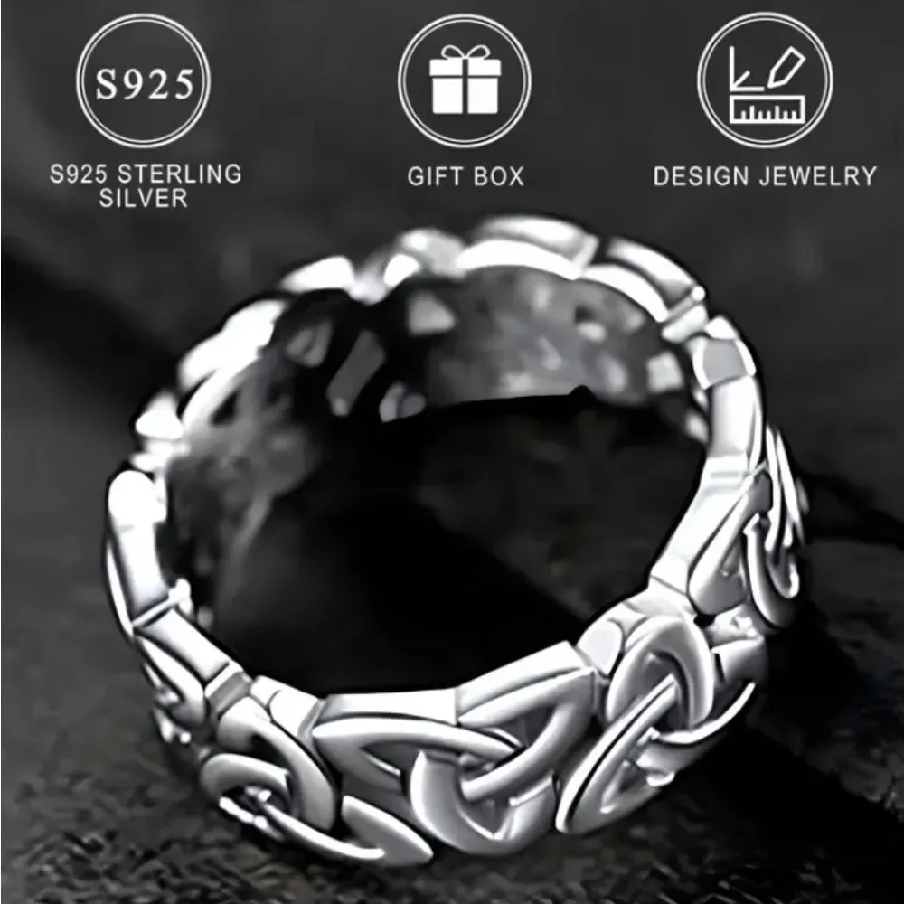 925 Sterling silver unisex elegant Celtic Hollow trinity Knot ring sz 8